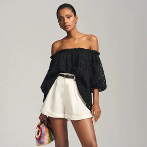 Maeve by Anthropologie Lace Black Top